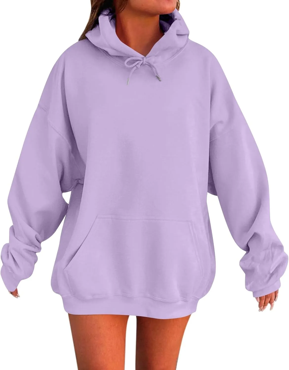 Plus Size Hoodie for Women Drop Shoulder Fleece Oversized Sweatshirts Baggy Pullover Tops Warm Winter Coat w/Pockets