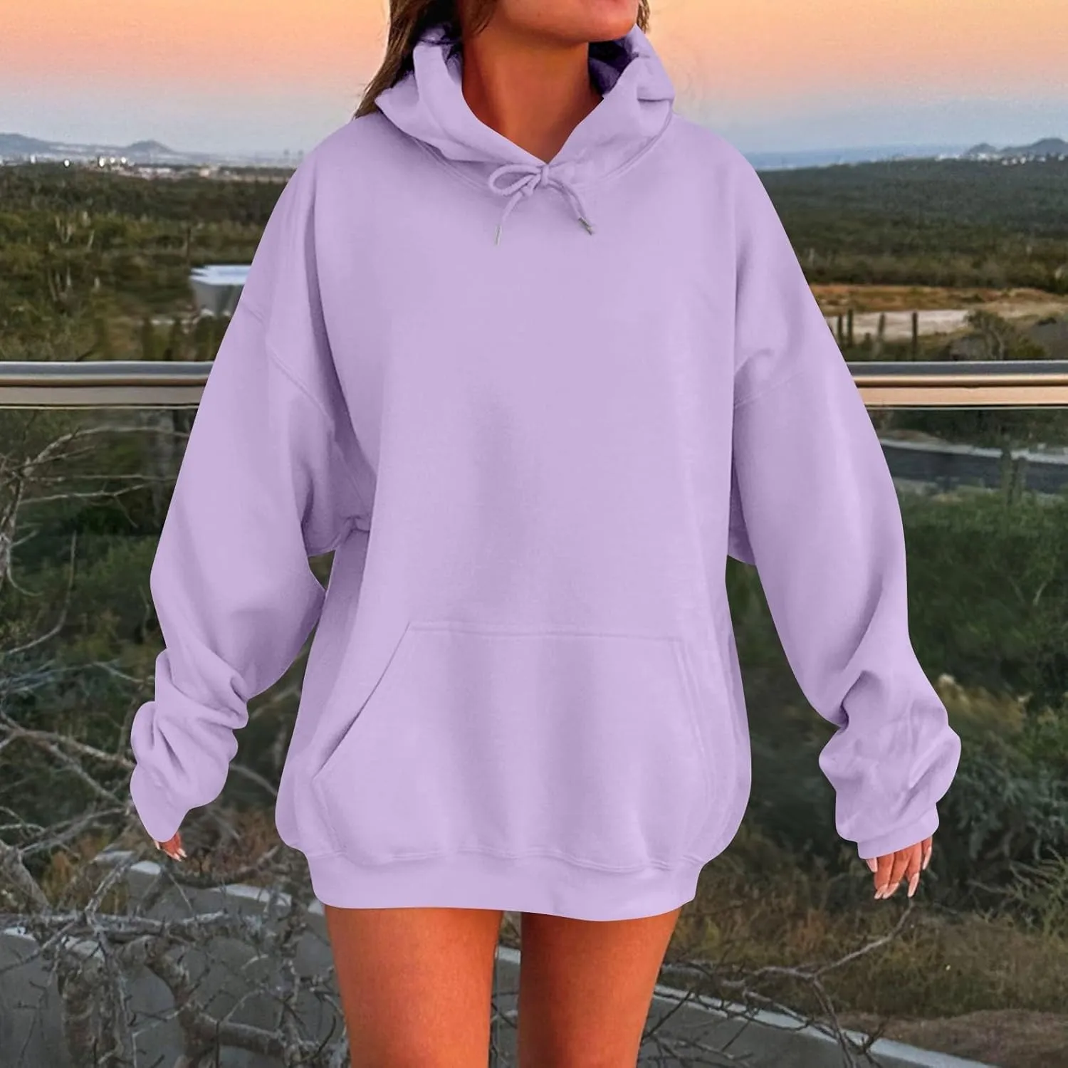 Plus Size Hoodie for Women Drop Shoulder Fleece Oversized Sweatshirts Baggy Pullover Tops Warm Winter Coat w/Pockets