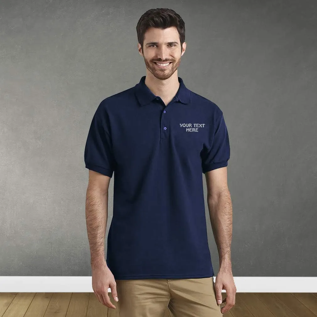 Polo Shirts for Men Custom Personalized Text Cotton Short Sleeves Golf Tees