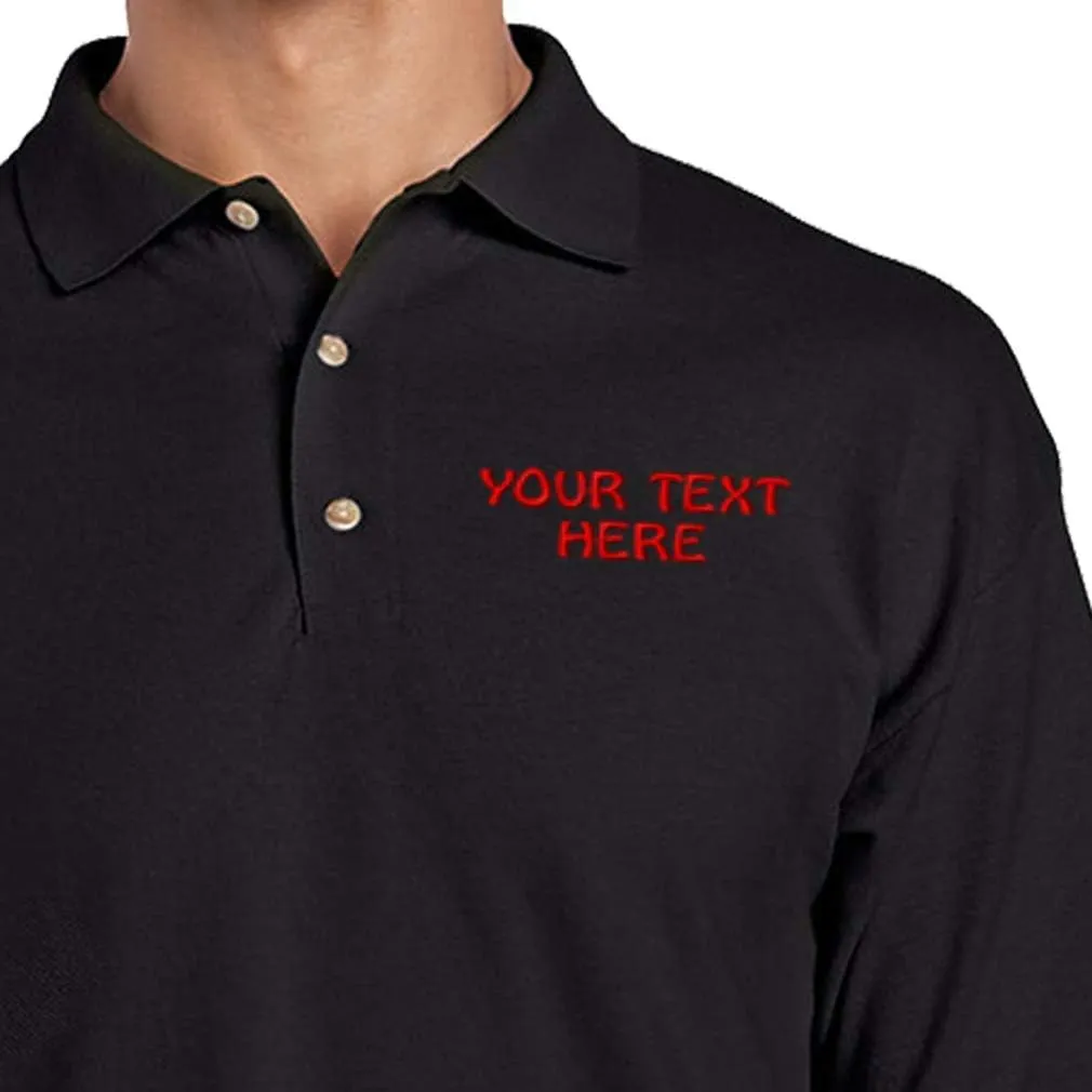 Polo Shirts for Men Custom Personalized Text Cotton Short Sleeves Golf Tees