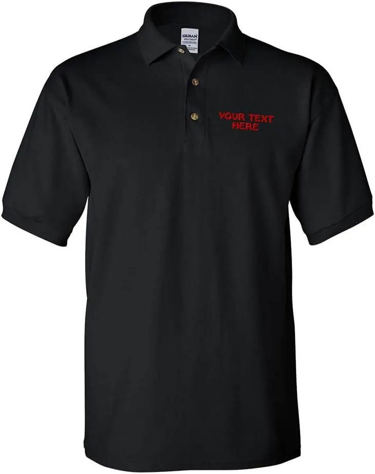Polo Shirts for Men Custom Personalized Text Cotton Short Sleeves Golf Tees