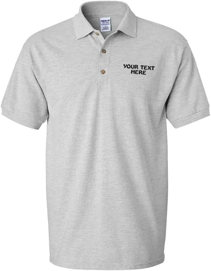 Polo Shirts for Men Custom Personalized Text Cotton Short Sleeves Golf Tees