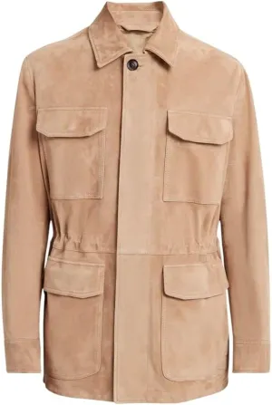 Premium Suede Safari Field Coat for Men  Men's Classic Field Style Suede Coat  Soft Leather Field Coat