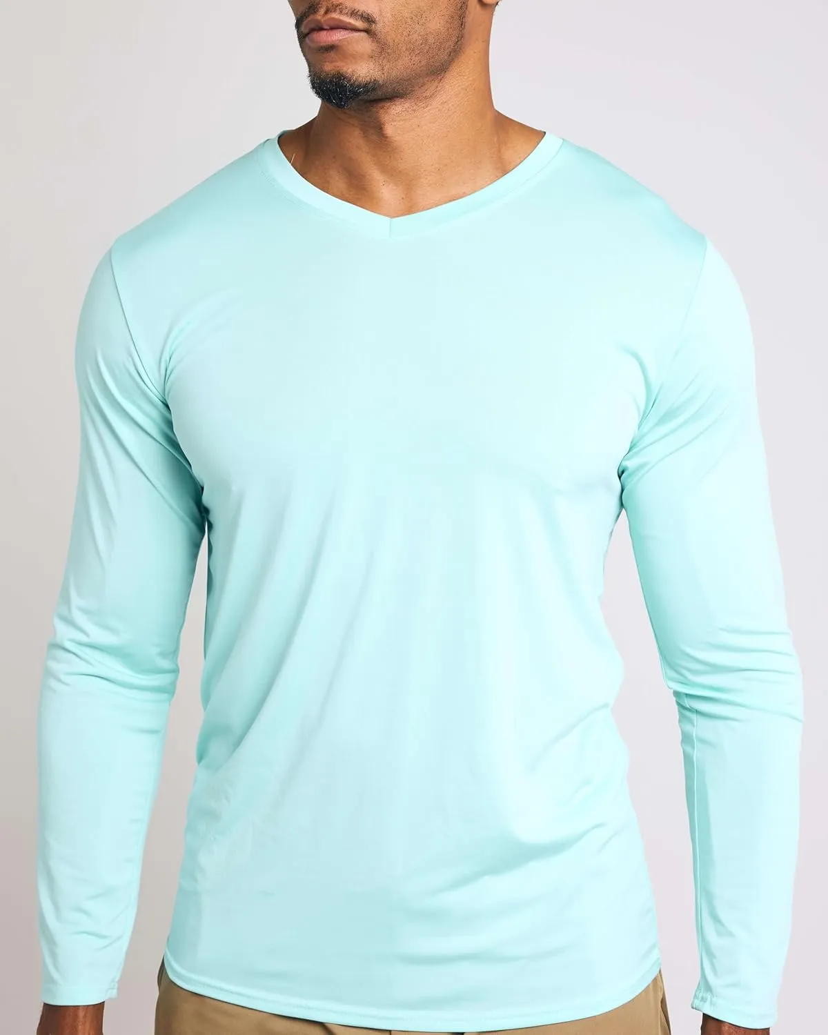 Real Essentials 4 Pack: Men's Dry Fit Long Sleeve V-Neck Active T-Shirt - Athletic Outdoor UPF 50  (Available in Big & Tall)