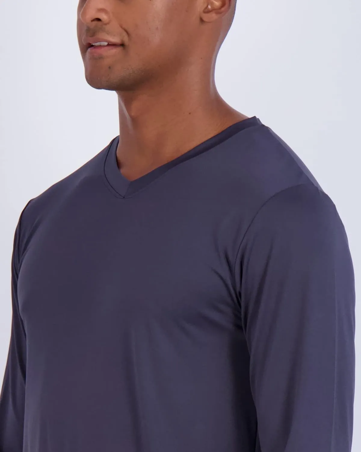 Real Essentials 4 Pack: Men's Dry Fit Long Sleeve V-Neck Active T-Shirt - Athletic Outdoor UPF 50  (Available in Big & Tall)