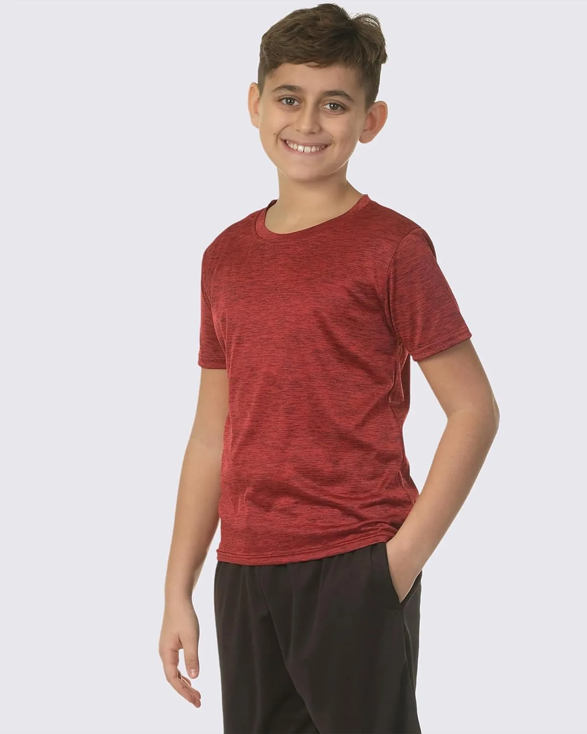 Real Essentials 5 Pack: Youth Dry-Fit Wicking Active Athletic Performance Short Sleeve T-Shirt Boys & Girls Shirts