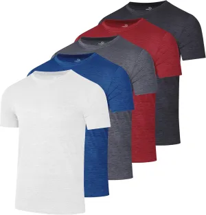 Real Essentials 5 Pack: Youth Dry-Fit Wicking Active Athletic Performance Short Sleeve T-Shirt Boys & Girls Shirts