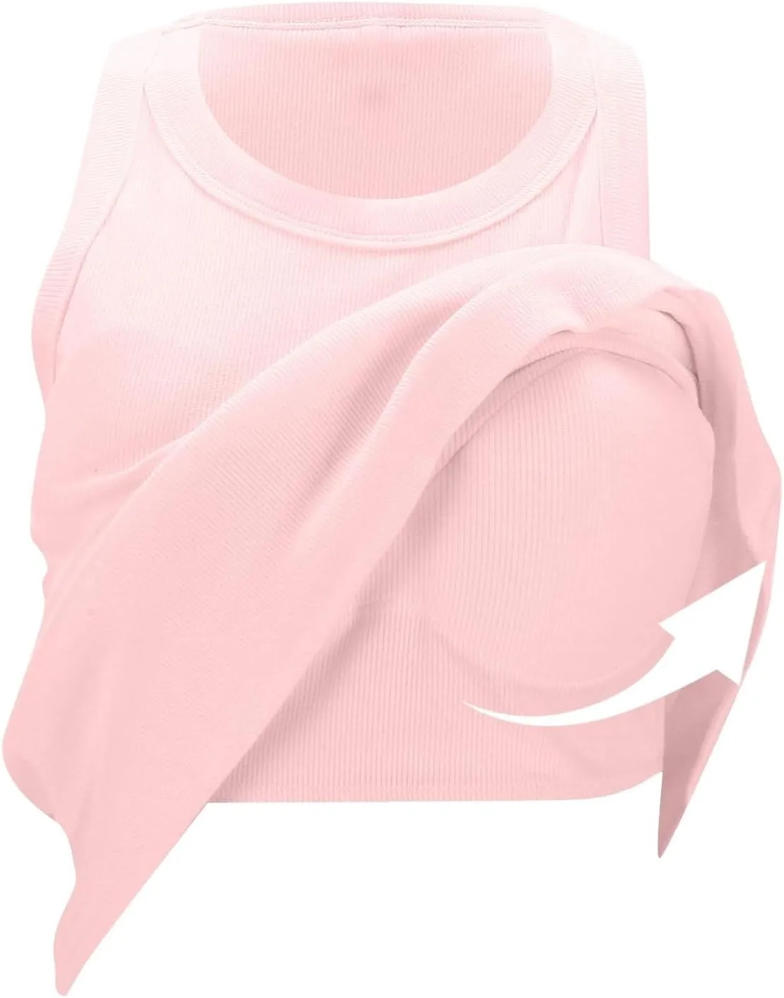 Ribbed Tank Tops for Women with Built in Bra Casual Crew Neck Sleeveless Shirts Basic Workout Camisole Tees
