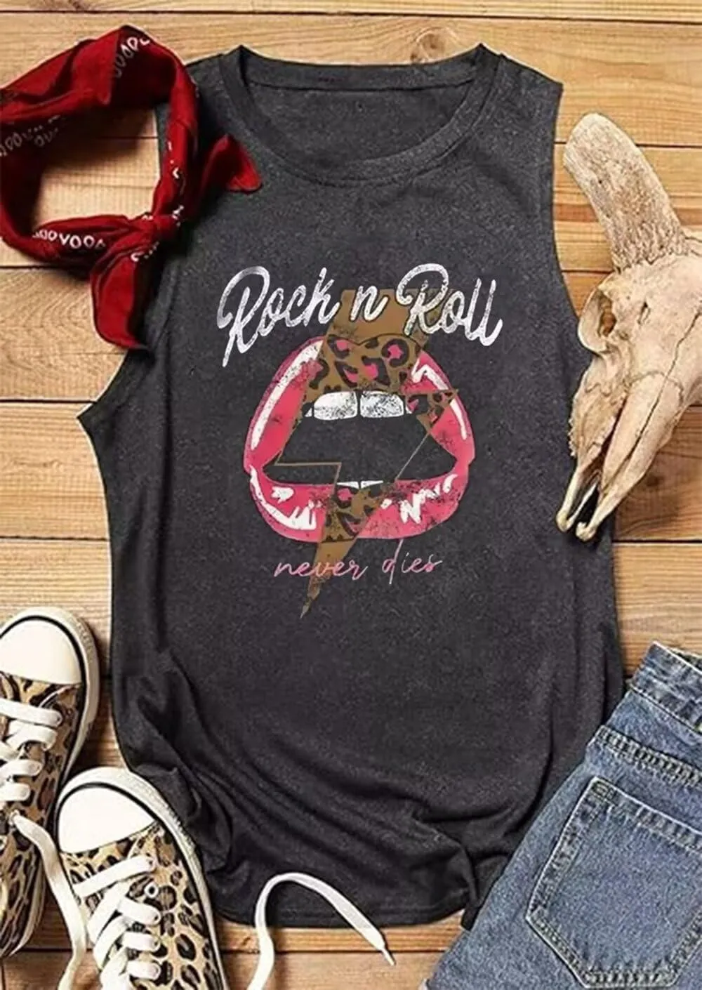 Rock n Roll Tank Top Women Vintage Country Music Shirts Vest Rock Concert Band Tees Summer Sleeveless Graphic Tops