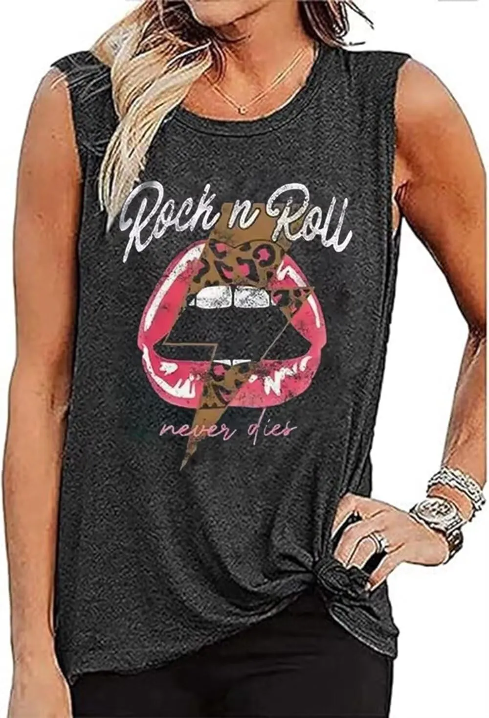 Rock n Roll Tank Top Women Vintage Country Music Shirts Vest Rock Concert Band Tees Summer Sleeveless Graphic Tops