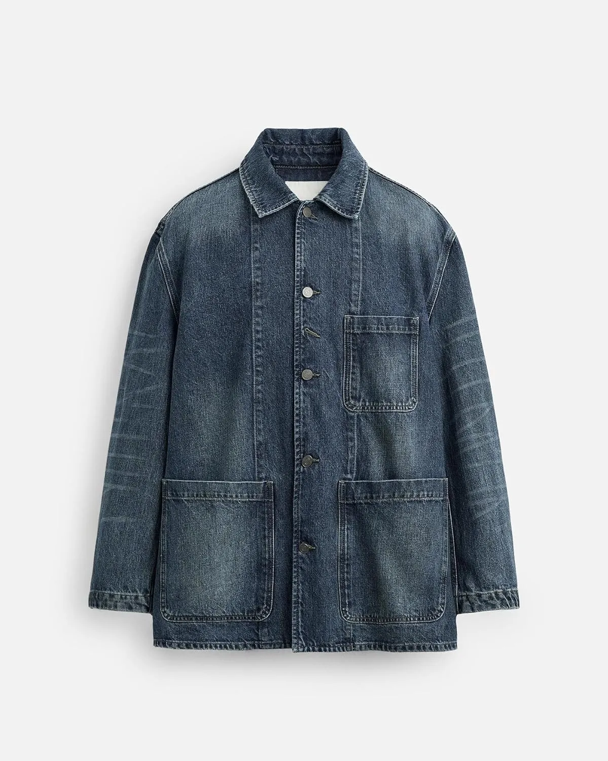 SCOFEEL Men's Denim Jacket Long Sleeve Button Down Overshirt Distressed Paint Splatter Washed Jean Jacket with Pockets