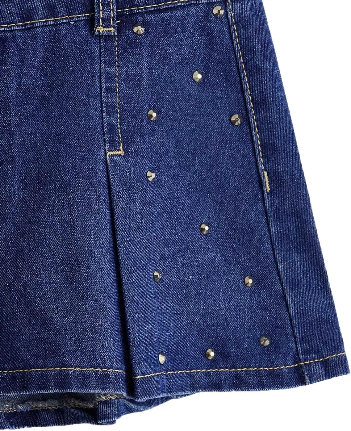 SweatyRocks Women's Casual Ruffle Pleated Denim Skirt Raw Hem Short A Line Jean Skirts