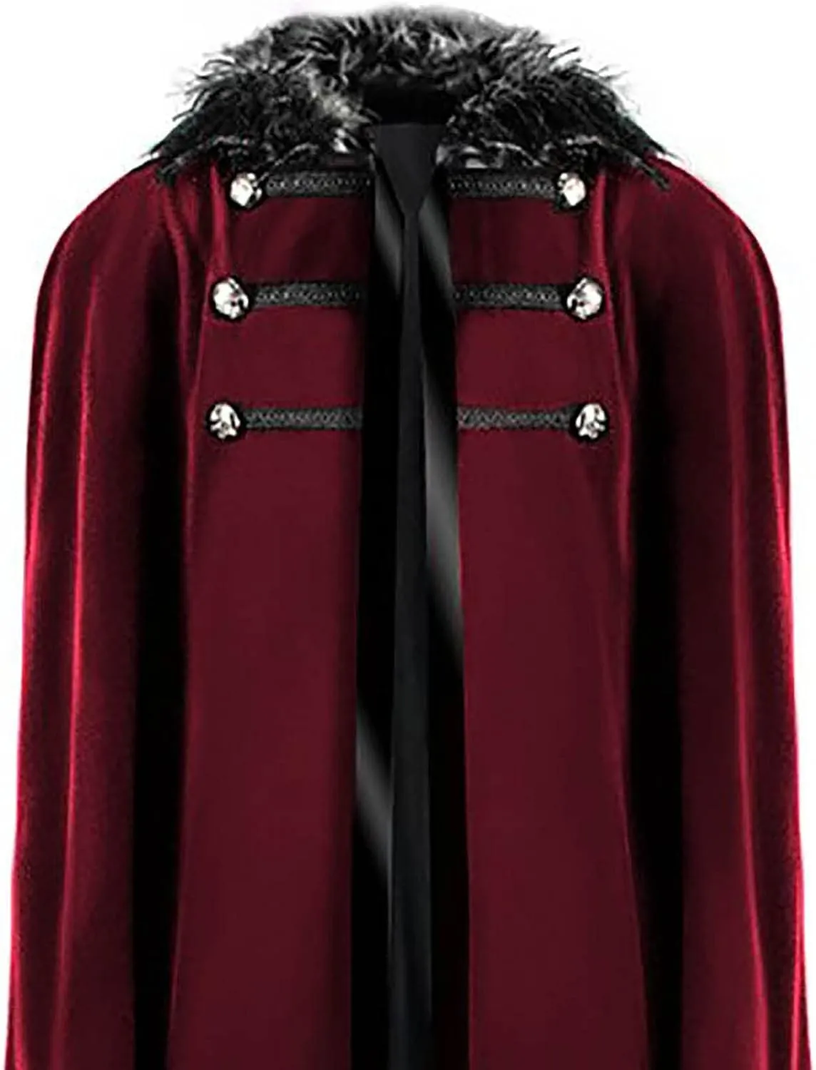 Unisex Victorian Steampunk Cloak Medieval Lord Samurai Cape Halloween Role Play Costumes Winter Wool Fur Robe
