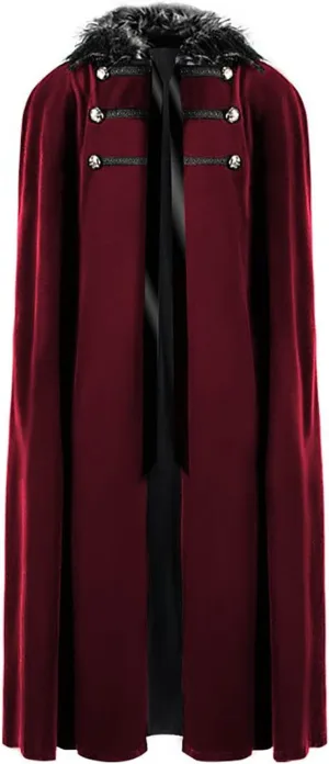 Unisex Victorian Steampunk Cloak Medieval Lord Samurai Cape Halloween Role Play Costumes Winter Wool Fur Robe
