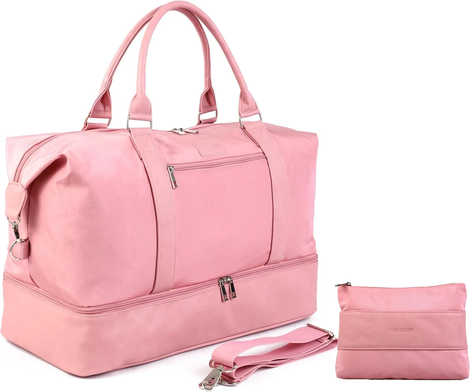 Weekender Travel Bag for Women & Men - Large Overnight Duffel Bag with Shoes Compartment & Toiletry Bag - Waterproof Weekender Bags as Personal Item for Air Travel, Gym, Weekend Getaways(Pink)