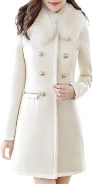 Winter Coats for Women 2024 Wool Blend Warm Pea Coats Single Breasted Long Sleeve Trench Coat Dress Coats
