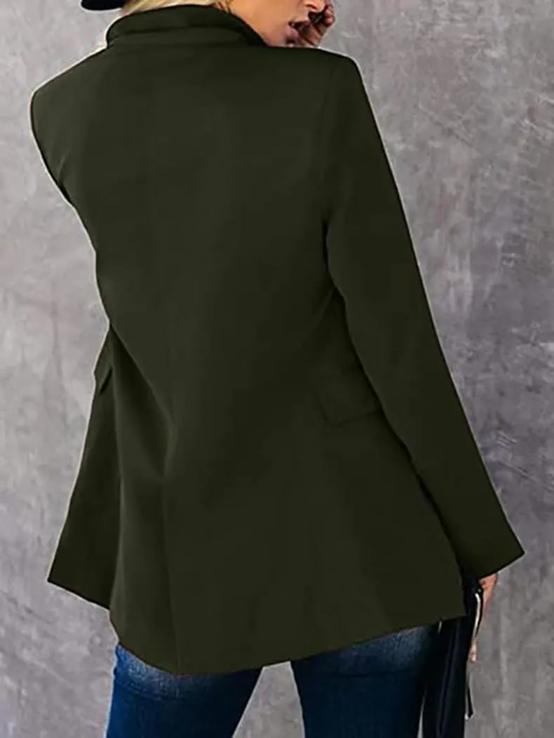 Womens Fall Winter Double Breasted Wool Coats Midi Peacoat Trench Coats with Pockets