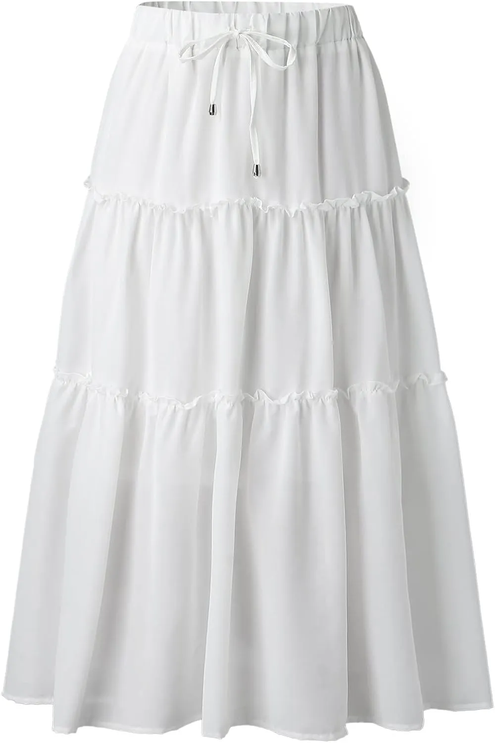 Women's Floral Print Skirts Boho Causal Maxi Skirt Elastic High Waist Pleated Ruffle Flowy Long Skirts S-XL 2024