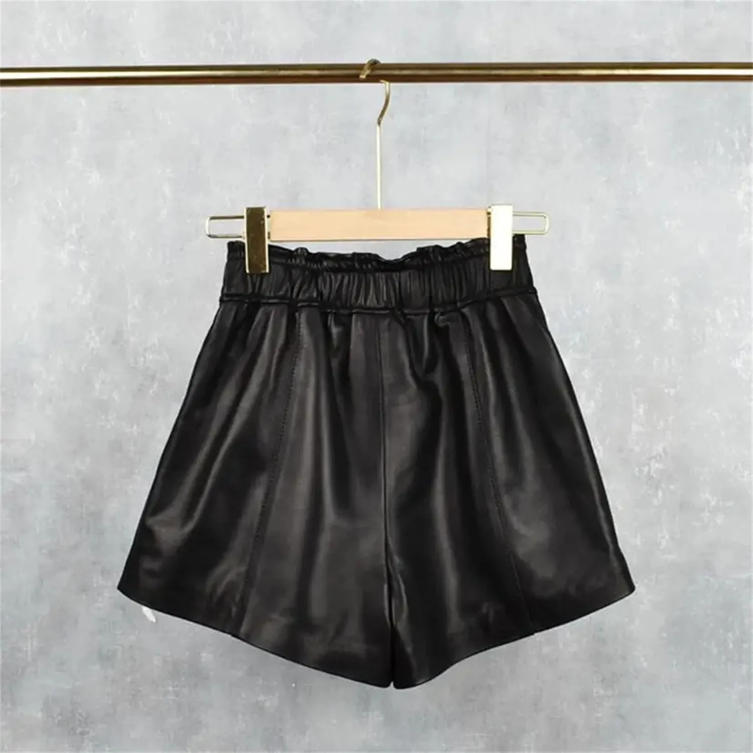 Womens Lace-Up Leather Shorts Punk Style Seasonless Biker Hot Pants