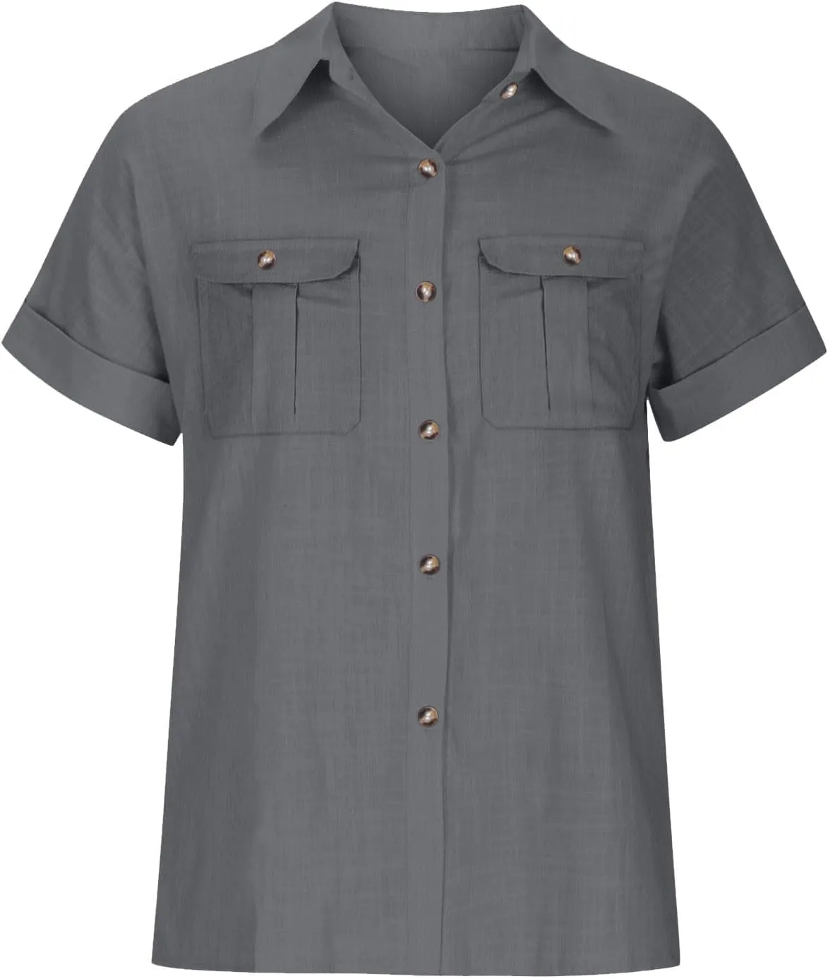 Womens Short Sleeve Tops Button Down V Neck Shirts Casual Trendy Going Out Basic Tees Womens Summer Tops
