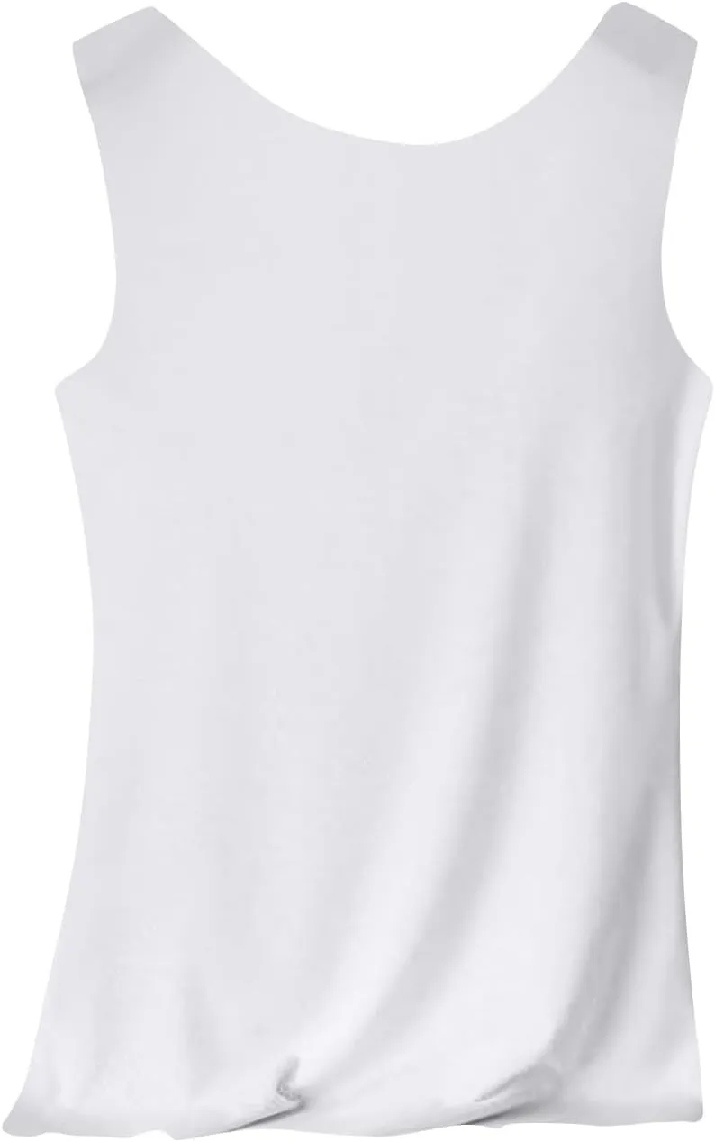 Womens Tank Tops 2Pc Round Neck Casual fit Camisole Seamless Stretch Undershirt Sleeveless Shirts