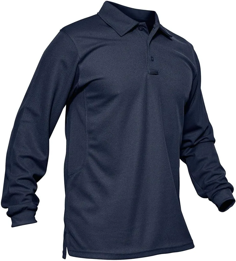 Xingfenly Men's Tactical Casual -Shirt Long Sleeve Thin Quick Dry Collared Shirts Hiking Fishing Travel Work Tees