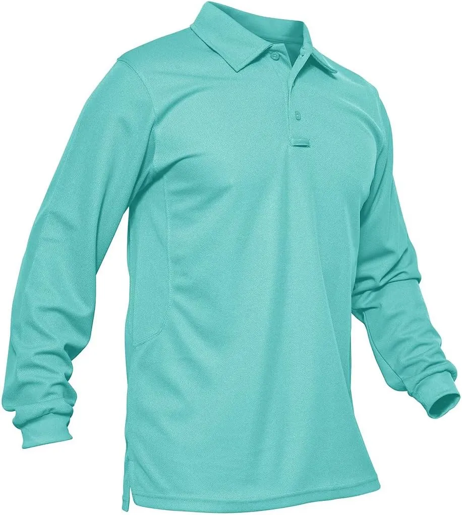 Xingfenly Men's Tactical Casual -Shirt Long Sleeve Thin Quick Dry Collared Shirts Hiking Fishing Travel Work Tees