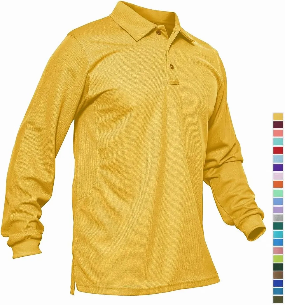 Xingfenly Men's Tactical Casual -Shirt Long Sleeve Thin Quick Dry Collared Shirts Hiking Fishing Travel Work Tees
