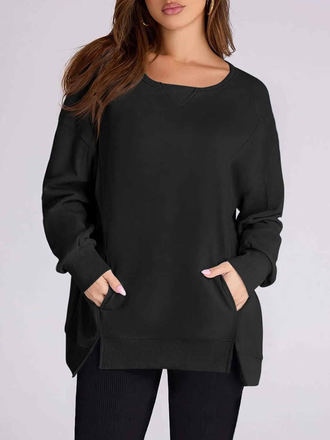 Yousify Womens Oversized Sweatshirts Crewneck Long Sleeve Pullover Tops Spring Sweaters 2025Y2K Clothes with Pockets