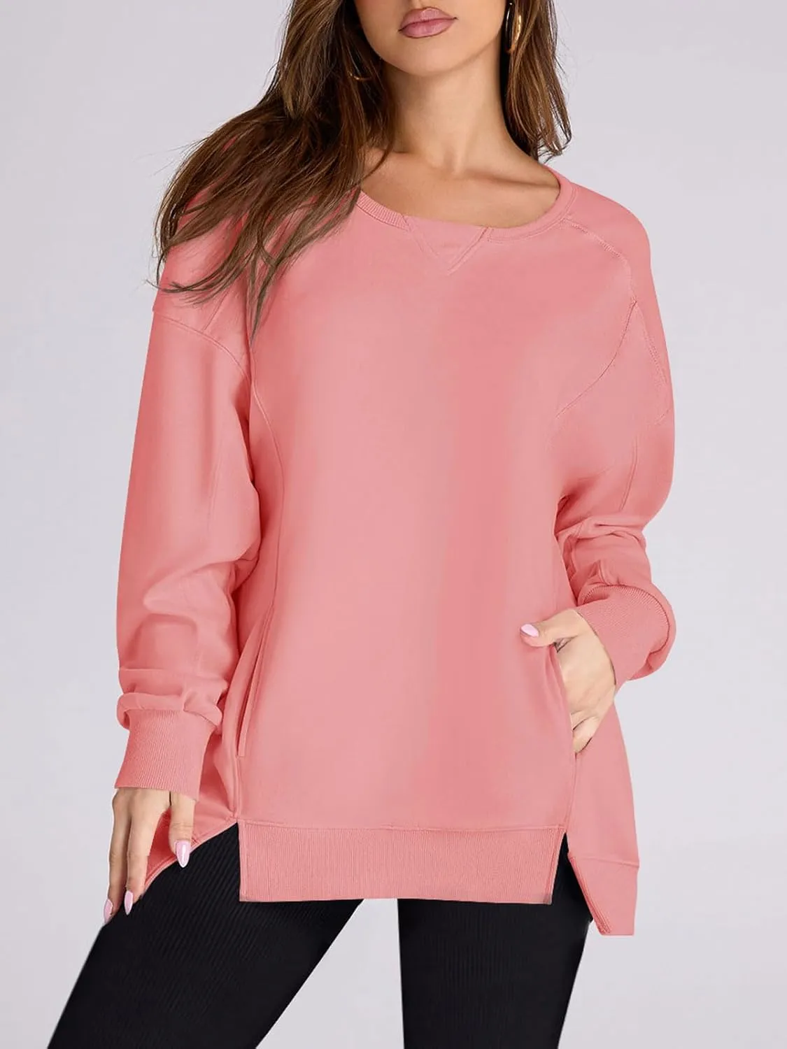 Yousify Womens Oversized Sweatshirts Crewneck Long Sleeve Pullover Tops Spring Sweaters 2025Y2K Clothes with Pockets
