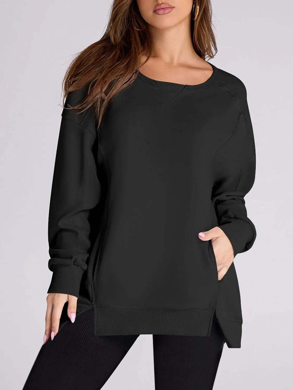 Yousify Womens Oversized Sweatshirts Crewneck Long Sleeve Pullover Tops Spring Sweaters 2025Y2K Clothes with Pockets