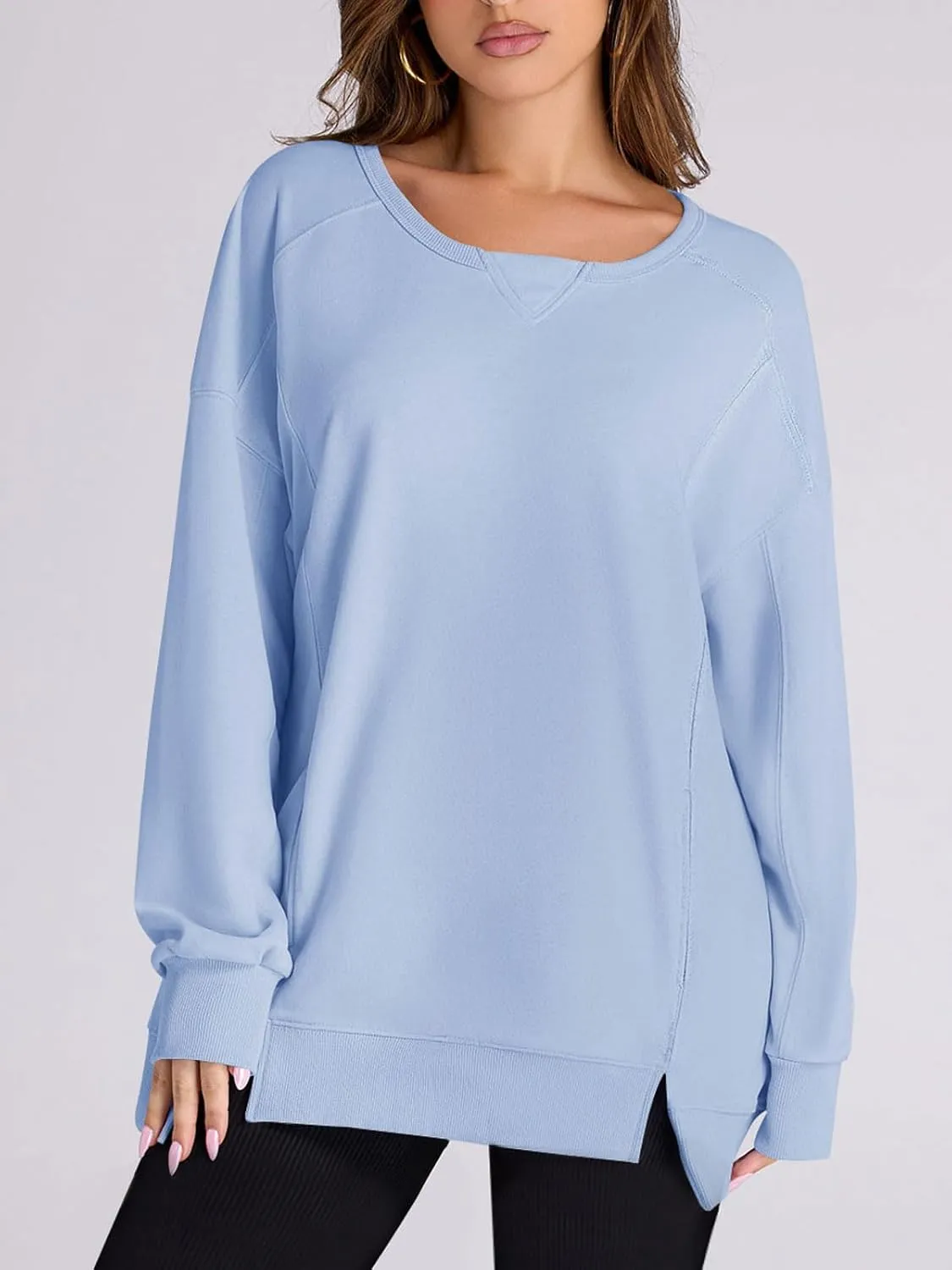 Yousify Womens Oversized Sweatshirts Crewneck Long Sleeve Pullover Tops Spring Sweaters 2025Y2K Clothes with Pockets