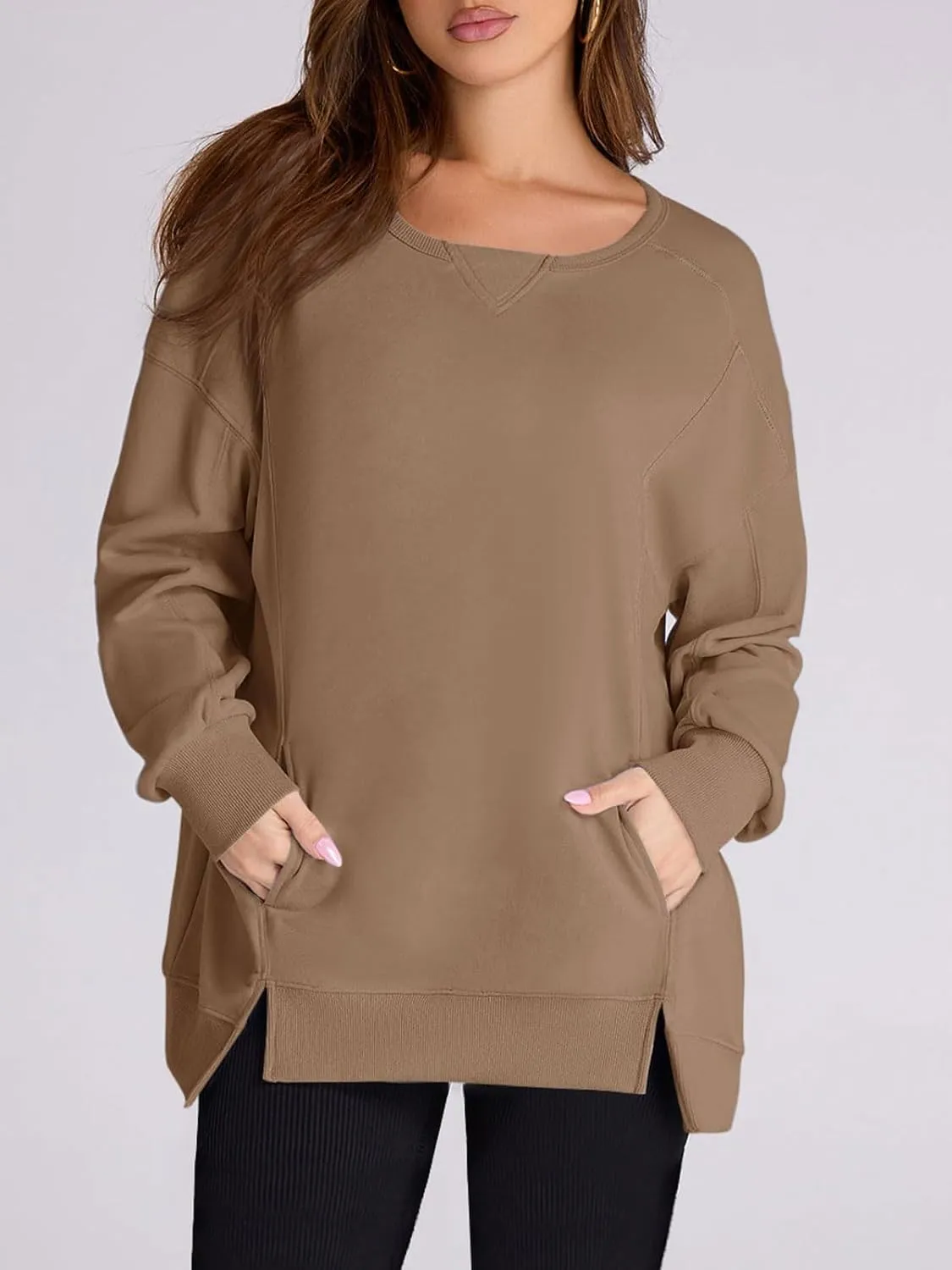 Yousify Womens Oversized Sweatshirts Crewneck Long Sleeve Pullover Tops Spring Sweaters 2025Y2K Clothes with Pockets