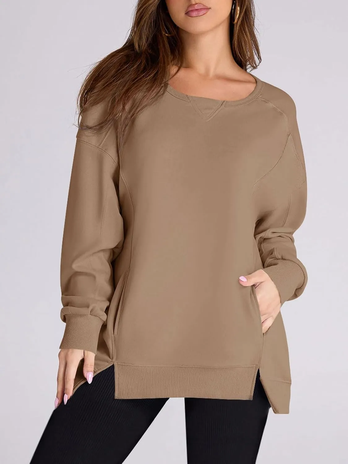 Yousify Womens Oversized Sweatshirts Crewneck Long Sleeve Pullover Tops Spring Sweaters 2025Y2K Clothes with Pockets